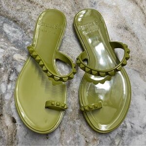 CARMEN SOL maria jelly flat sandal in olive green EU 35